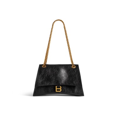 BALENCIAGA WOMEN'S CRUSH CHAIN BAG IN MEDIUM BLACK 716393210IT1000 (31*19.8*6.9cm)